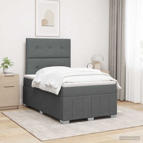 Lit boxspring LED avec matelas Gris foncé 120 x 190 cm Tissu