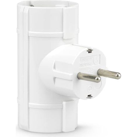 Garza 430000 Adattatore Doppio Laterale (2 Prese Schuko) con Presa di Terra, Formato Blister, Bianco, 2 Tomas (1/5)