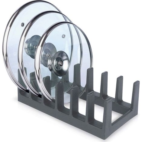 Organisateur pratique en plastique gris pour assiettes et couvercles (1/5)