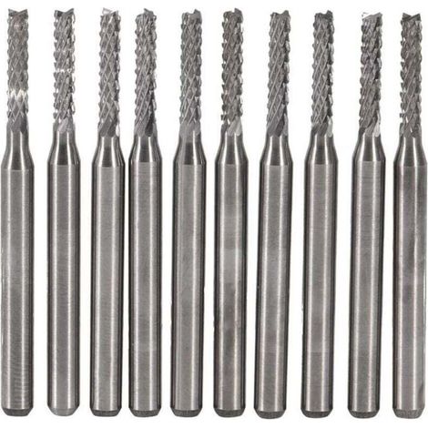 10 Fraises Carbure Cémenté Fin Mill Gravure Sculpture Perceuse CNC PCB 2mm (1/4)