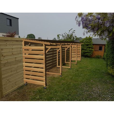 Jardinatoire – Abri de jardin bois 8m – Couverture en bois massif – Traitement autoclave Cl3 marron – Dimensions 803x144x230cm (1/5)