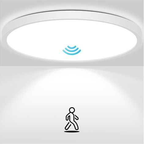 22CM LED Motion Detector Ceiling Light, IP44 Indoor Ceiling Light, Panel Ceiling Light for Hallway and Garage, 18W, 1800Lm, 4000K (1) (1/5)