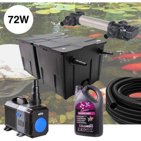 Kit De Filtration Complet Avec UV 72W INOX + Bactéries 2500 ml Pour Bassin De Jardin De 30m3 (1/5)