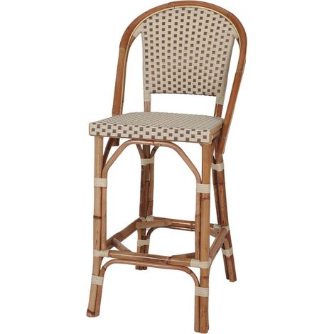 AUTRES Tabouret haut en rotin avec un style bistrot - modèle 080 - beige (1/4)