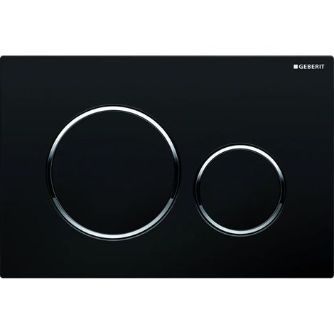 PLACCA DI COPERTURA 2 TASTI SIGMA 20 GEBERIT Nera bordi tasti Cromati