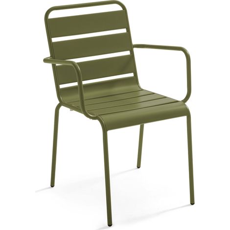 Fauteuil de jardin en métal vert kaki - Palavas