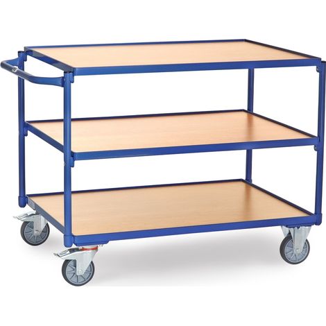 Fetra Tischwagen mit Holzwerkstoffplatten 3 Etagen mit rechteckige Ladeflächen 1000x700 mm (1/2)