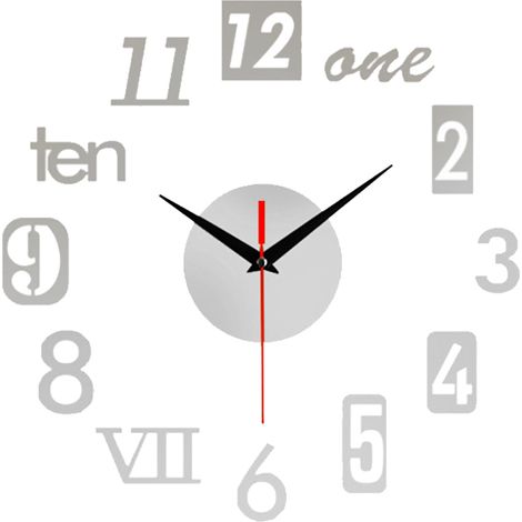 Horloge murale DIY sans cadre, horloge murale miroir 3D, stickers muraux silencieux créatifs (1/5)