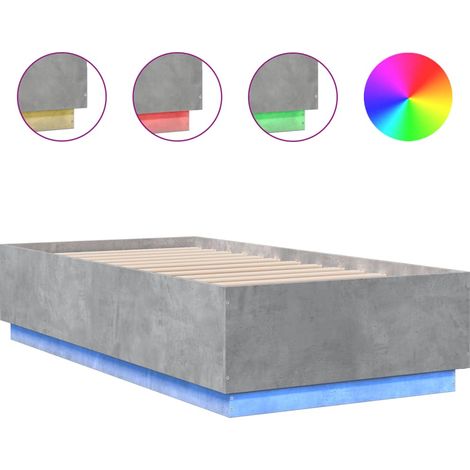 Maison Exclusive - Cadre de lit avec LED sans matelas gris béton 90x190 cm (1/5)