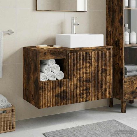 vidaXL Bathroom Furniture Set 2 pcs Smoked Oak Engineered Wood (1/5)