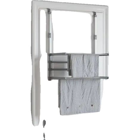 Stendibiancheria regolabile, struttura in acciaio inox, colore argento. (1/2)