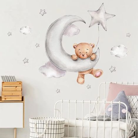 Wandtattoos mit Cartoon-Bären, Kinderzimmer, Wohnzimmer, Schlafzimmer, Hintergrund, dekorative Wandtattoos, Jungen- und Mädchen-Wandtattoos, Babyzimmer-Wandtattoos mit Wildtieren (Bär)