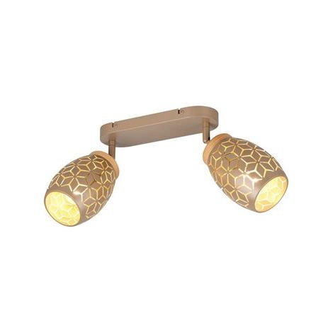 Trio Lighting Regleta de 2 Focos de Techo BIDAR Bombillas excl. 2x E14 max. 10W IP20 Marrón (1/4)