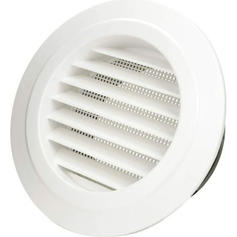 1 grille de ventilation, diamètre 100 mm, hauteur conduit 75 mm, avec moustiquaire intégrée, pour salle de bain et bureau (1/5)