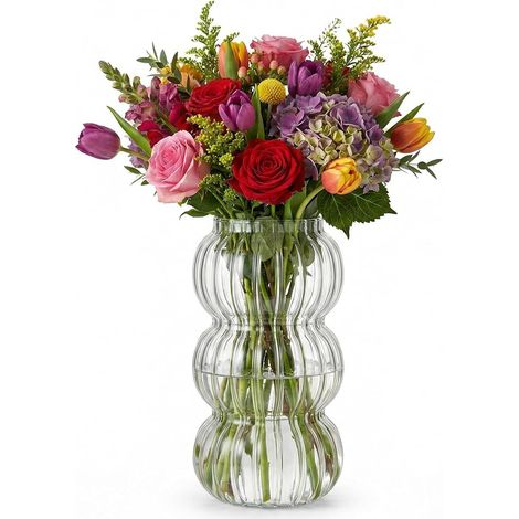 Jarrones Decorativos Modernos de Cristal Florero Transparente Jarrón, para Flores Centro de Mesa y Decoración de Salón (Altura: 17.3 cm) (1/5)