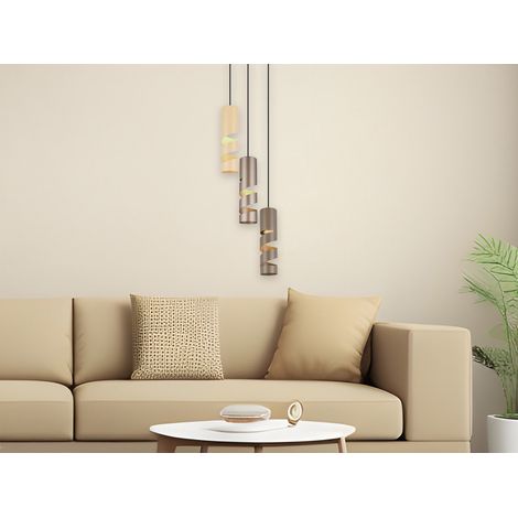 Moderne Cluster Pendelleuchte STREAM 3-flammig aus Metall in Coffee Tönen, Ø28cm (1/5)