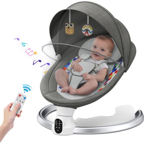 Transat pour bébé, Télécommande, Musique Bluetooth, GRIS FONCÉ (1/2)