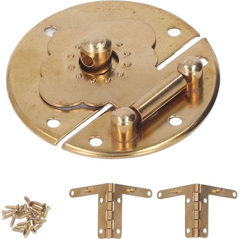 Loquet Rond Rétro En Cuivre Antique, Loquet Décoratif En Laiton Avec Charnière Et Vis Pour Boîte à Bijoux, Tiroir, Artisanat En Bois (1/5)