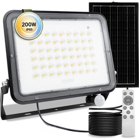 Solarbetriebener LED-Halogen-Fluter 200W Gartenleuchte 4000K IP65 PIR-Bewegungsmelder + Fernbedienung fulgor lumiled (1/5)