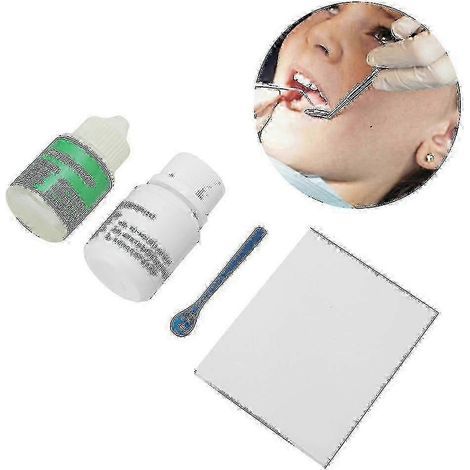Ciment dentaire liquide au polycarboxylate de zinc (15 ml) avec kit de poudre (30 g) pour restaurations dentaires permanentes et scellement de couronnes. (1/4)