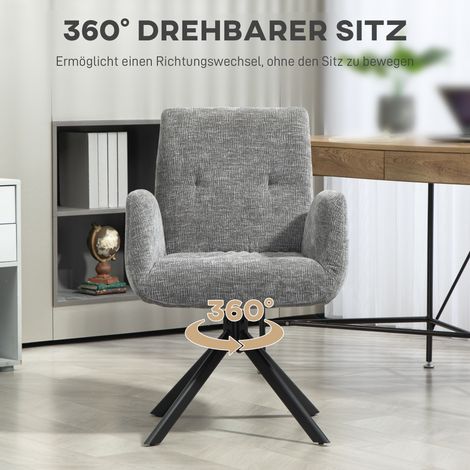 Fauteuil rembourré, fauteuil d'accent, design moderne, pivotant, jusqu'à 120 kg, gris foncé (1/4)