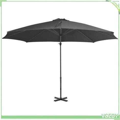 Parasol de jardin en porte-à-faux - FAFEICY - 44622 - Diam. 300 cm - Inclinaison & rotation 360° - Toile anti-UV anthracite (1/5)