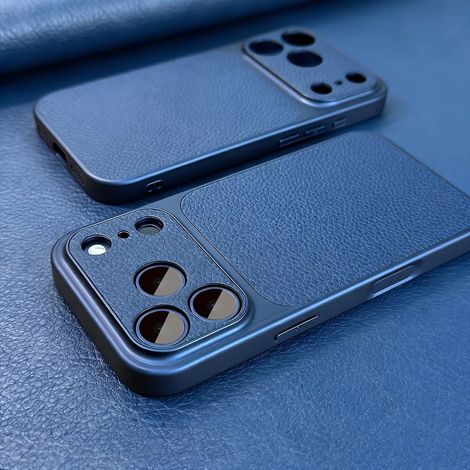 Étui de téléphone professionnel en similicuir mat (iPhone 14 bleu), protection antichoc et anti-collision (1/3)