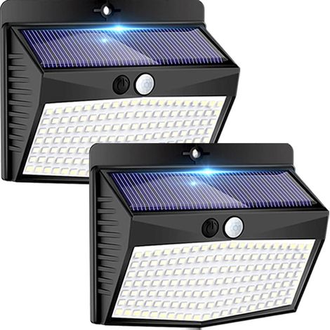 Lot de 2 Lampe Solaire Exterieur, 138LED Lumiere Solaire Exterieur avec Detecteur de Mouvement Étanche 3 Modes Eclairage Exterieur Solaire Spot Led Sans Fil pour Jardin,Terrasse,Garage (1/5)