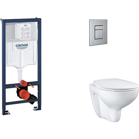 Grohe Rapid SL - Set bâti-support, cuvette, abattant SoftClose, plaque de déclenchement Skate Cosmopolitan, inox brossé SANI11BB2115