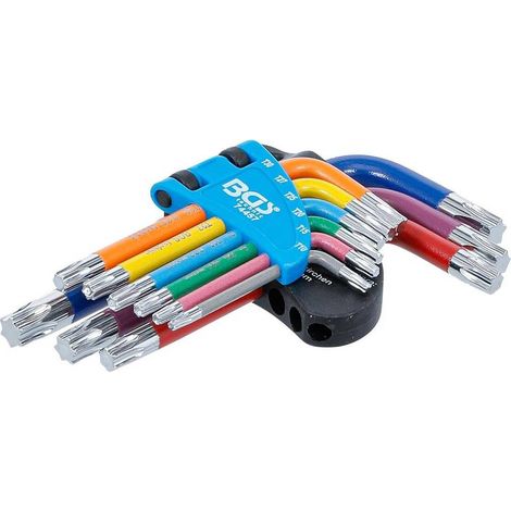 Jeu de Clés Allen Courtes Multicolores - 9 pcs T10 à T50 Profil Torx - Précision et Confort d Utilisation - D-Work