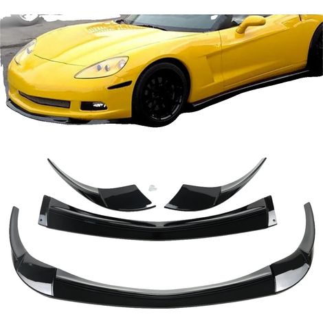 Spoiler delantero, protección contra colisiones, diseñado para modelos base Corvette C6, negro brillante. (1/2)