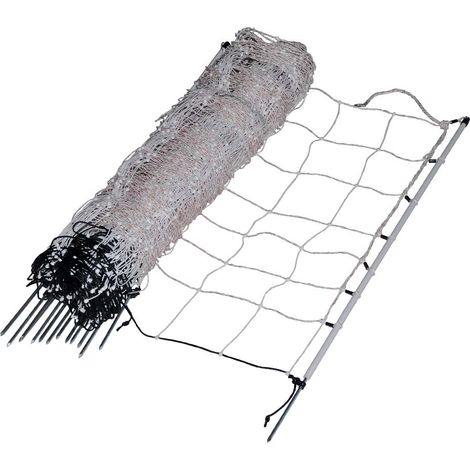 EuroNetz Turboline Gallagher rete bianco per ovini altezza 90 cm completo di 14 picchetti lunghezza 50m (1/3)