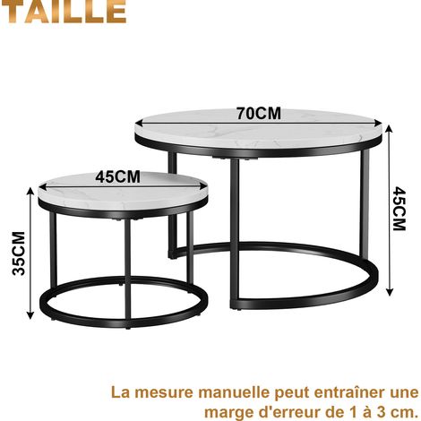 Modenuit Metallrahmen 2-teiliges ineinander verschachteltes Couchtisch-Set mit Marmoroptik, Schwarz & Weiß (1/5)