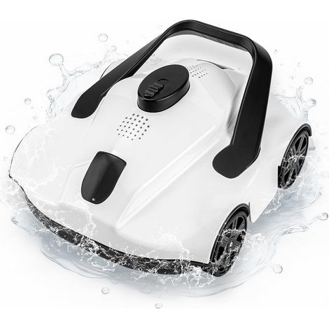Robot Piscine Sans Fil, Aspirateur Automatique Fond pour Piscine Hors Sol 80㎡, Autonomie 130 min, Stationnement Auto, Blanc (1/5)