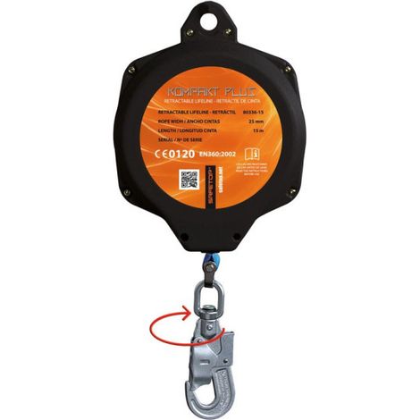 Retráctil de cinta de Cutfibra extra resistente SAFETOP de 15 m Kompakt Plus