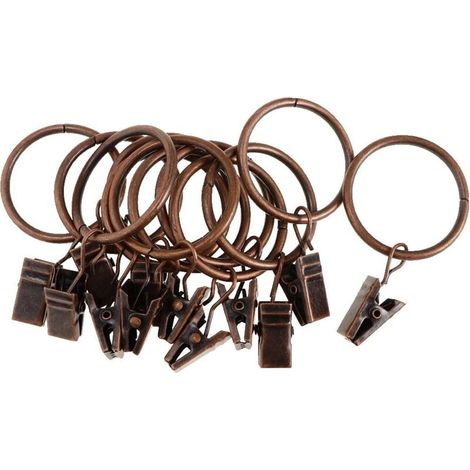 Set mit 12 Duschvorhangringen aus Kupfereisen, 32 mm, für Badezimmer. (1/4)