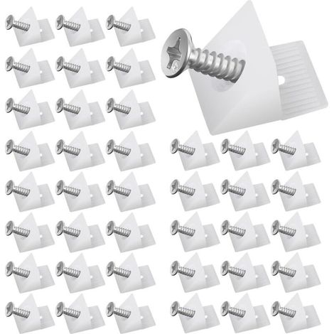 Cales en Plastique pour Meuble Tiroir, Fond de Tiroir Connecteur avec Vis Équerre De Fixation Renfort Tiroir Connecteur Arrière Stabilisateurs pour Réparer Affaissement Étagère Meuble (40)