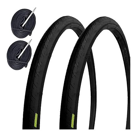 2 COPERTONCINI 700X23C (23-622) + CAMERE VALVOLA PRESTA PNEUMATICI PER FIXED BICI DA CORSA STRADA ROAD Ecovelo