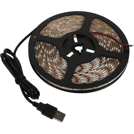 Alimentation USB 5V 5M étanche pour bande LED 5050, lumière décorative blanc chaud pour rétroéclairage TV