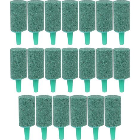 Lot de 20 pierres à bulles d'air cylindriques en grès vert pour aquarium, avec pompe à oxygène et accessoires. (1/5)