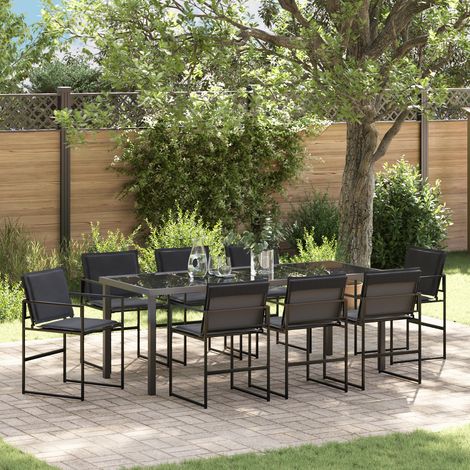 Garten Essgruppe 9 pcs Schwarz 200 x 80 x 73 cm vidaXL (1/5)