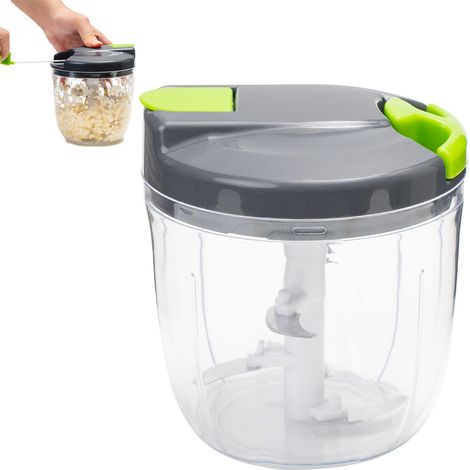 Processeur alimentaire manuel - Coupe-légume avec cordon de serrage - Coupe-ail - Chopper - avec couvercle et poignée - (1/5)