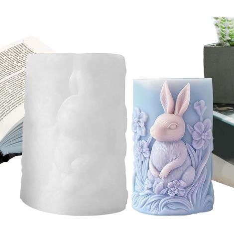 Moules À Bougies En Silicone Outil de Bricolage en Forme de Lapin Résistant Moule Lapin 3D pour Cadeaux Fête de Pâques Anniversaire Maison (1/5)