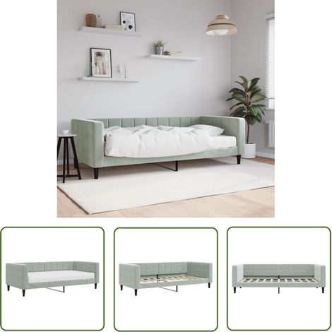 vidaXL Tagesbett mit Matratze Hellgrau 90x190 cm Samt (1/5)
