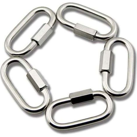 M6 Maillon Rapide en Acier Inoxydable D Forme Mousqueton Maillons de Chaîne 5pcs (1/4)
