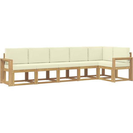 Outdoor Sofa Set with Cushion 6 pcs White and Cream Polyester vidaXL (1/5)