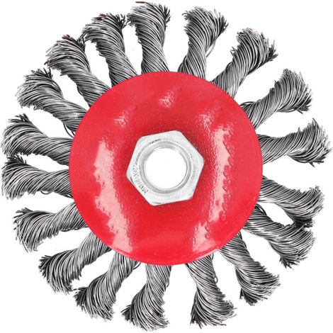 Cepillo de alambre retorcido, amoladora anudada, herramienta para eliminar óxido, tuerca M14x2, 4 pulgadas -Crezuo