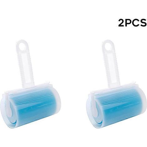 Lot de 2 rouleaux anti-peluches lavables et réutilisables en gel avec couvercle et trou de suspension, outil de nettoyage portable pour la maison.