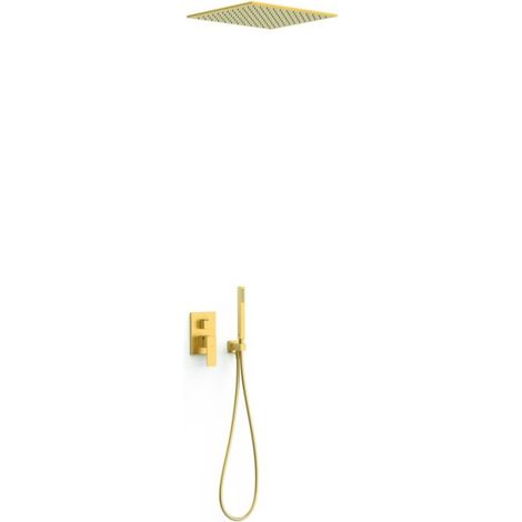 Kit mitigeur encastré 2 voies Rapid‑box pour douche Cuadro Or Mat 24K - TRES 00638005OM