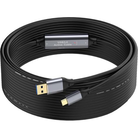 Câble d'extension USB 3.0 de 20 m, câble USB-A vers USB-C/type C avec 2 amplificateurs de signal, transfert de données et alimentation 5 Gbit/s pour ordinateurs portables, appareils (1/5)